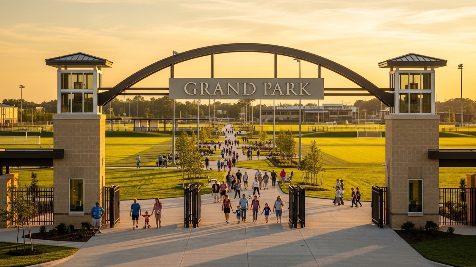 Westfield, Indiana — golden-hour skyline / signature landmark