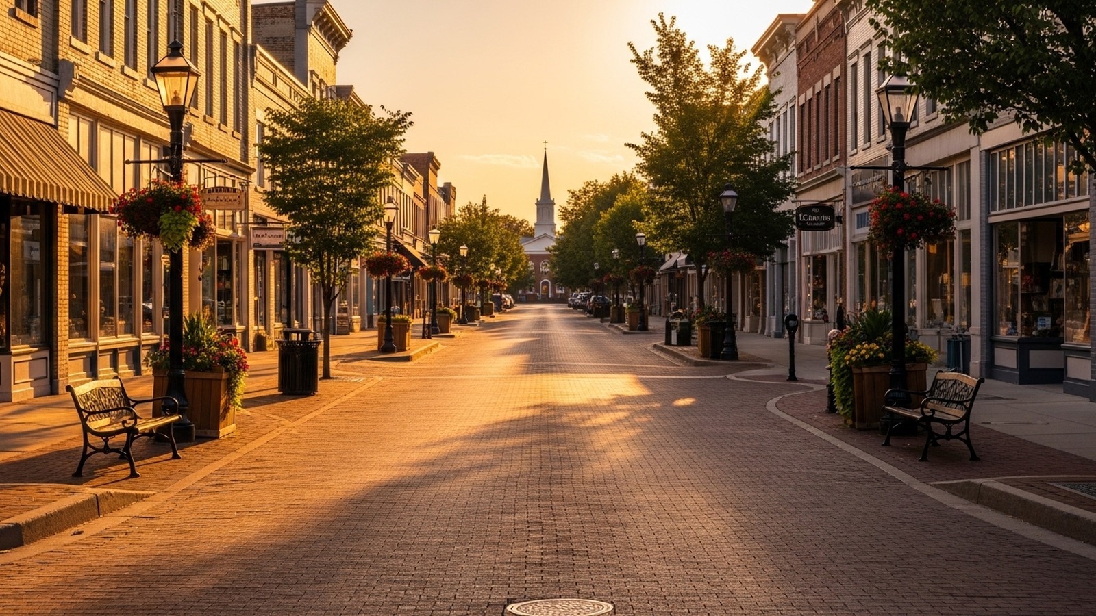 Zionsville, Indiana — golden-hour skyline / signature landmark