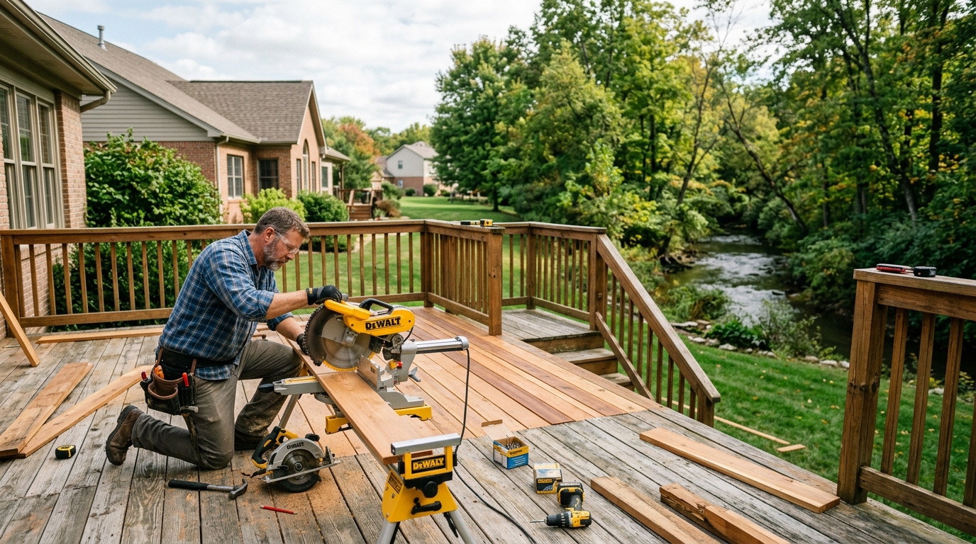 Deck repair project near Sugar Creek in Johnson County Indiana - Nick's Handyman Service